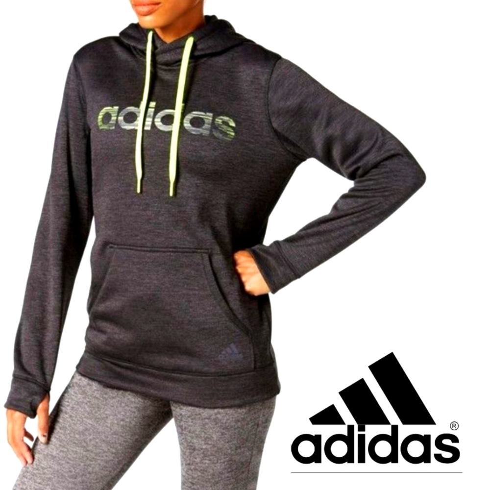 Adidas ClimaWarm Hoodie Women’s Medium – Charcoal Grey Pullover Sweatshirt
